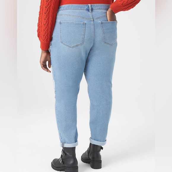 LANE BRYANT Signature Fit Boyfriend Jean- Light Wash with Patchwork, Size 22 - Picture 3 of 13